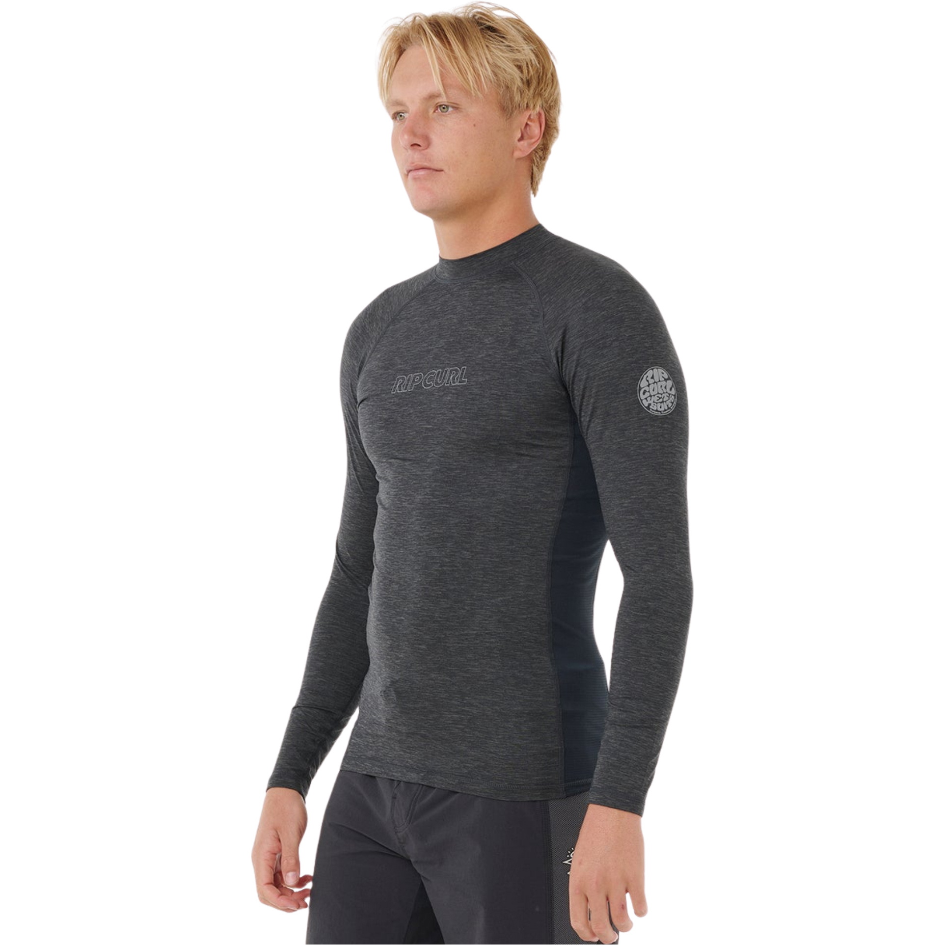2026 Rip Curl Mens Dawn Patrol UPF Performance Long Sleeve Rash Vest 16BMRV - Black Marle